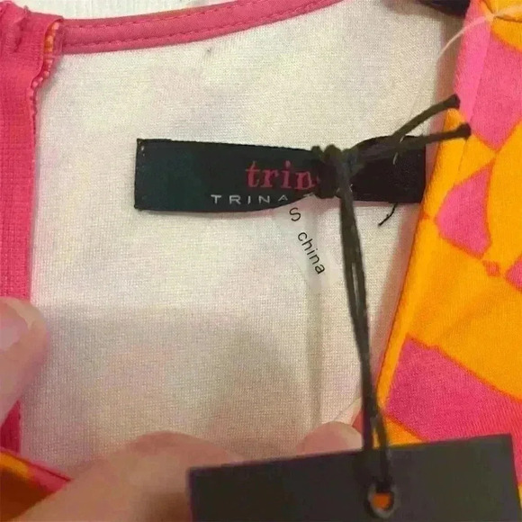 Trina Turk Women's Geometric Shift Dress Short Sleeve Size S Multicolor - Picture 3 of 7